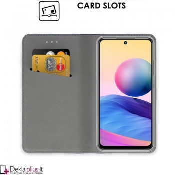 Telone atverčiamas dėklas - auksinės spalvos (telefonui Xiaomi Poco M3 Pro/Redmi Note 10 5G)